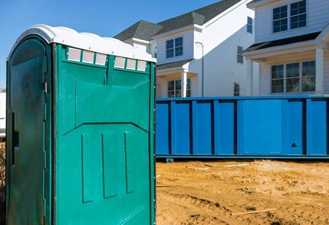 ensuring hygiene on a construction site with strategically placed portable toilets